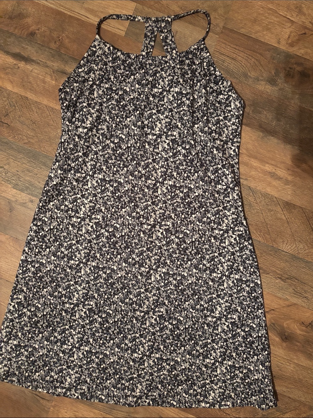Marika Black and White Patterned Halter Mini Dress